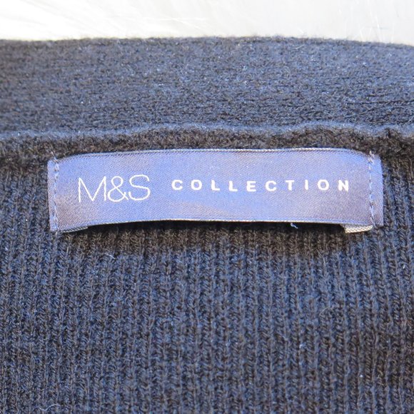 BLACK RIBBED EDGE TO EDGE CARDIGAN - Picture 12 of 14